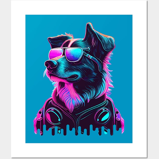 Neon Light Sunglasses Dog Wall Art by MintaApparel